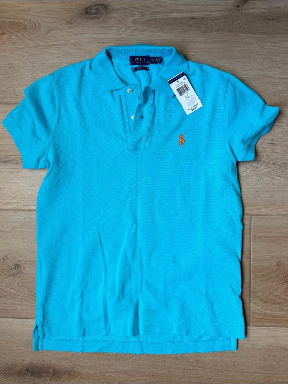 Ralph Lauren Men’s Bright Turquoise Polo with Orange Pony